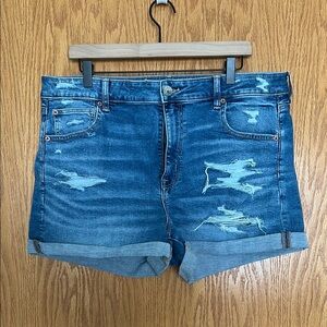 NWOT American Eagle Distressed Hi-Rise Shortie Shorts Sz 18